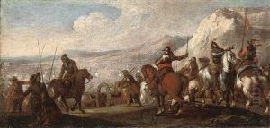 A Battlefield With Cavalrymen Giving Orders