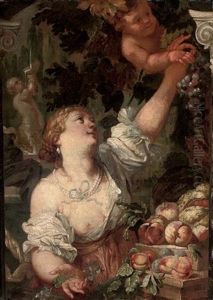 An Allegory Of Abundance by Abraham Brueghel