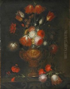 Still Life With Roses, Tulips, Carnations And Other Flowers In A Vase by Abraham Brueghel