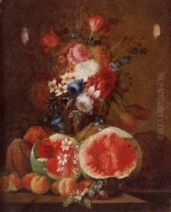 Natura Morta Con Meloni E Fiori by Abraham Brueghel
