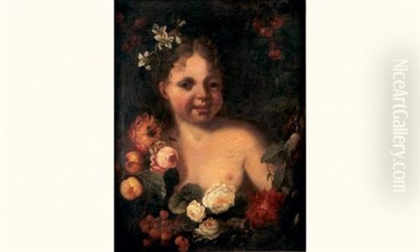 Jeune Enfant Dans Une Guirlande De Fleurs Et De Fruits (collab. W/guillaume Courtois) - view 1