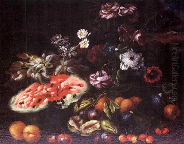 Still Life Of Flowers And Fruit - view 1