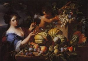 Natura Morta Di Frutta Con Figura Femminile