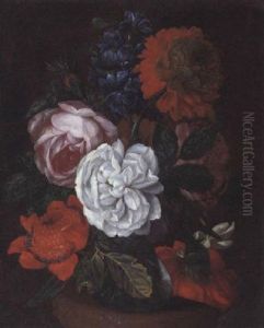 Stilleben Mit Blumen In Einer Bauchigen Vase Auf Einem Podest by Abraham Brueghel