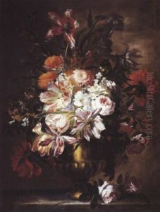 Vase De Fleurs Dans Un Vase En Bronze Sur Un Entablement by Abraham Brueghel