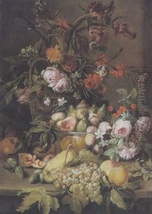 Natura Morta Con Frutta E Fiori by Abraham Brueghel