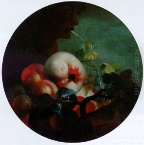 Peaches, Figs And An Apple By A Fountain by Abraham Brueghel