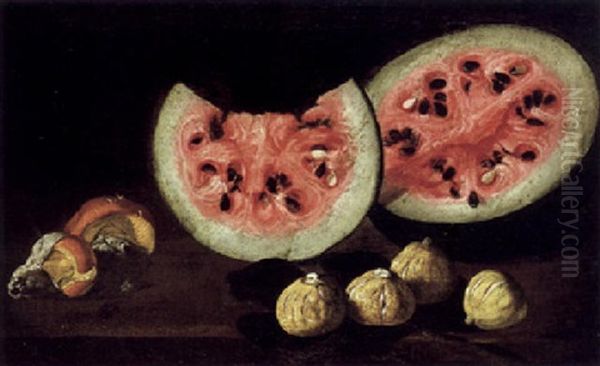 Stilleben Mit Einer Melone, Feigen Und Pilzen - view 1