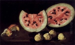 Stilleben Mit Einer Melone, Feigen Und Pilzen