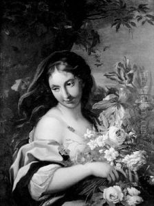 A Young Woman In A Landscape Holding A Bunch Of Tulips, Roses, And Morning Glory A Young Woman In A Landscape Holding A Bunch Of Tulips, Roses, And Morning Glory