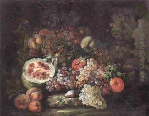 A Still Life Of Fruit On A Rocky Ledge by Abraham Brueghel