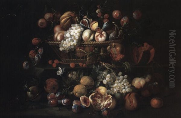 Nature Morte Aux Fruits, Papillons Et Libellule - view 1