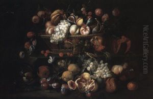Nature Morte Aux Fruits, Papillons Et Libellule by Abraham Brueghel