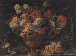Jarron Con Flores Y Uvas En Un Paisaje by Abraham Brueghel