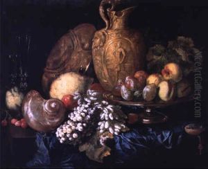 Nature Morte Aux Fruits Et Aux Pieces D'orfevrerie Sur Un Entablement