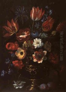 Vaso Di Tulipani, Rose, Anemoni, Gigli E Fiori by Abraham Brueghel