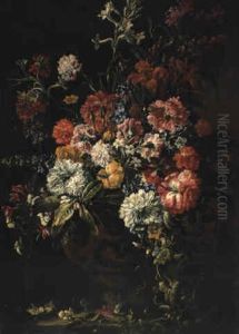 Bouquet De Fleurs Dans Un Vase Sculpte by Abraham Brueghel