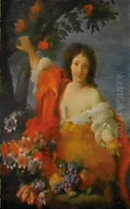 Natura Morta Di Fiori E Frutta Con Figura Femminile Natura Morta Di Fiori E Frutta Con Figura Femminile