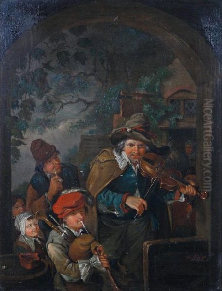 A Group Of Tavern Musicians Under An Arch - view 1