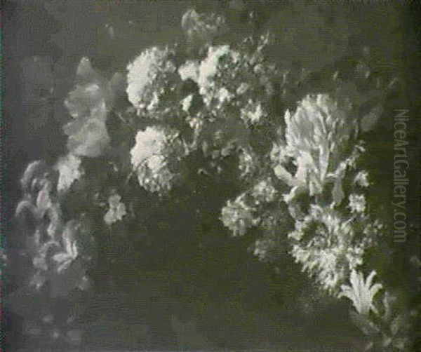 A Swag Of Assorted Flowers Including Lilac, Irises And Carnations - view 1