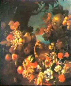 Natura Morta Di Fiori E Frutta by Abraham Brueghel