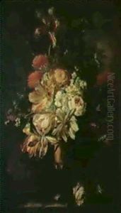 Bouquet De Fleurs Dans Un Vaseen Bronze