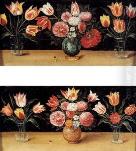 Nature Morte Au Vase De Fleurs Sur Un Entablement by Ambrosius Brueghel
