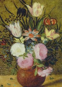 Roses, Carnations, Tulips And Other Flowers In A Vase by Ambrosius Brueghel