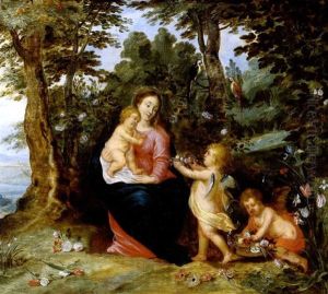 Landschaft Mit Der Ruhe Auf Der Flucht Nach Agypten (also Attributed To Hendrik Van Balen) by Jan Baptiste Brueghel