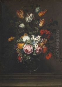 Blumenbouquet In Einer Venezianischen Glasvase