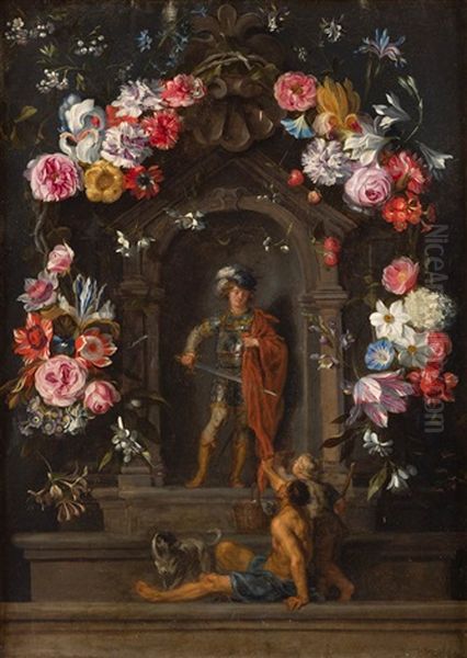 Guirnaldas De Flores Con San Martin Y La Magdalena (pair) - view 1