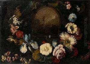 An Iris, A Rose, Honeysuckle And Other Flowers by Jan Peeter Brueghel