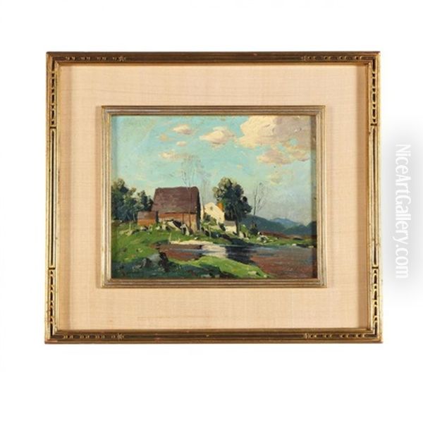 Farmhouse On Pond - view 1