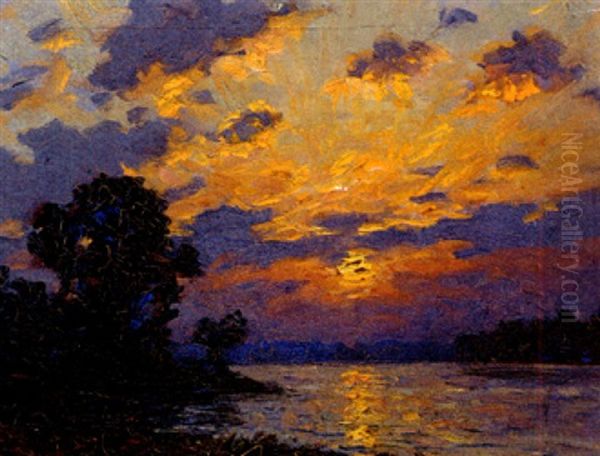 Malerische Abendliche Flusslandschaft - view 1