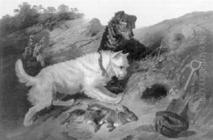 Honden Op De Konijnenjacht by Guillaume Anne Van Der Brugghen