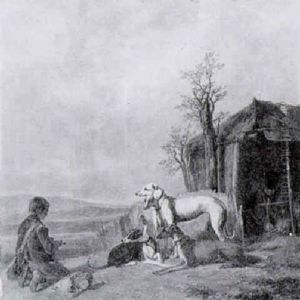 Lurchers Waiting For The Hunt by Guillaume Anne Van Der Brugghen