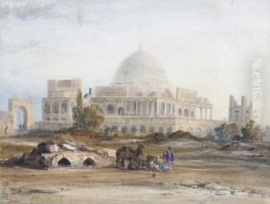 Travellers Before A Mosque by Thomas Allom
