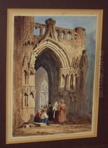 A Continental Church Porch by Thomas Allom