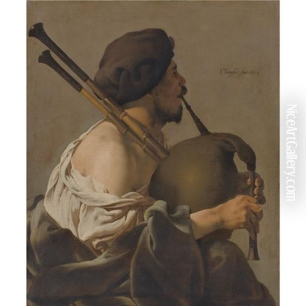Bagpipe Player In Profile - view 1