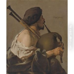 Bagpipe Player In Profile