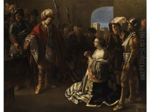 Athena Vor Ihrem Mann Theodosius Ii by Hendrick Ter Brugghen