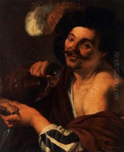 A Man With A Tankard And Bread by Hendrick Ter Brugghen
