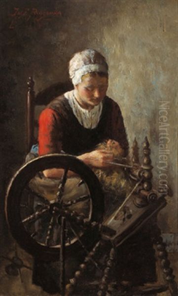 Madchen Am Spinnrad - view 1