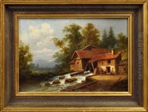 Landschaft Mit Wassermuhle by Coelestin Bruegner