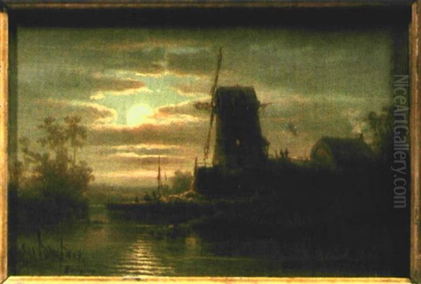 Abendlandschaft Mit Windmuhle - view 1