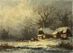 Bauernhof In Winterlandschaft by Coelestin Bruegner