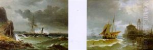 Einlaufender Ewer Vor Dem Sturm by Coelestin Bruegner