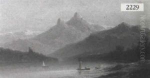 Mountainous Landscape With Lake by Coelestin Bruegner