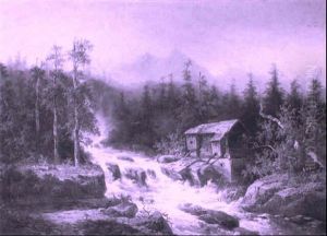 Mill Beside A Mountain Torrent by Coelestin Bruegner