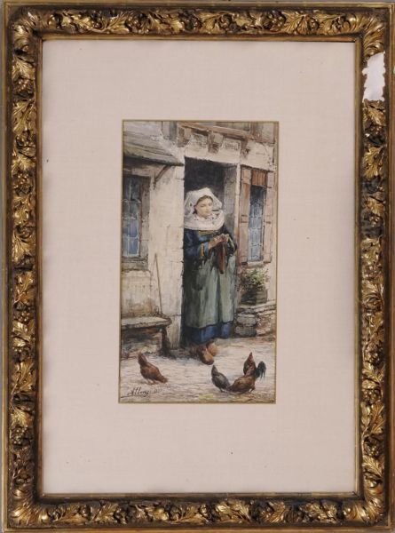 Girl Feeding Chickens - view 1